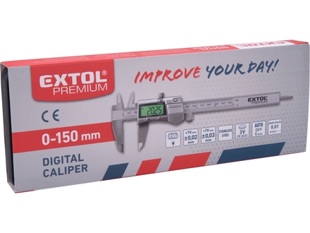 Posuvné digitální měřidlo Extol Premium (8825226) nerez , 0-150mm, podsvícení displeje (1)