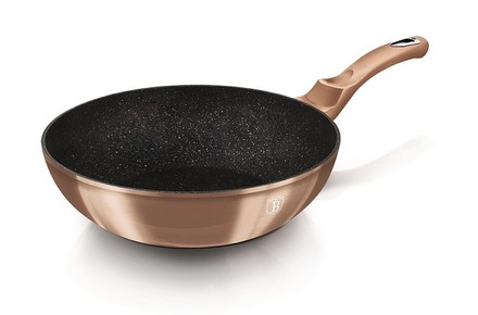 Wok pánev s mramorovým povrchem Berlingerhaus BH-6171 30 cm Rosegold Metallic Line (2)