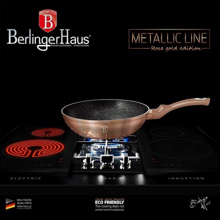 Wok pánev s mramorovým povrchem Berlingerhaus BH-6171 30 cm Rosegold Metallic Line (3)
