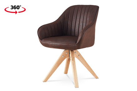 Moderní jídelní židle Autronic Jídelní židle, hnědá látka v dekoru broušené kůže, nohy masiv kaučukovník (HC-772 BR3)