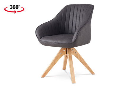 Moderní jídelní židle Autronic Jídelní židle, šedá látka v dekoru broušené kůže, nohy masiv kaučukovník (HC-772 GREY3)