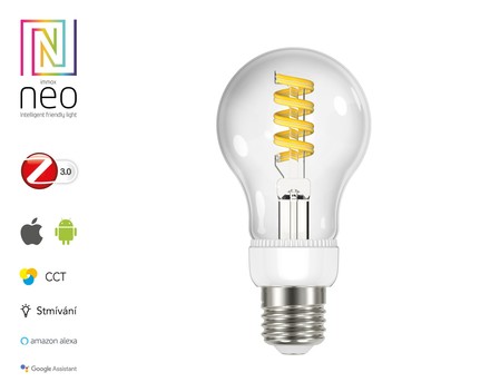 LED žárovka Immax (07089L) NEO Smart filamentová žárovka LED E27 5W teplá, studená bílá, stmívatelná, Zigbee3.0