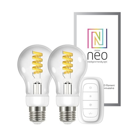 Sada LED žárovek Immax (07089BD) NEO Smart sada žárovek filament 2xE27 5W, teplá - studená bílá + ovladač Zigbee 3.0