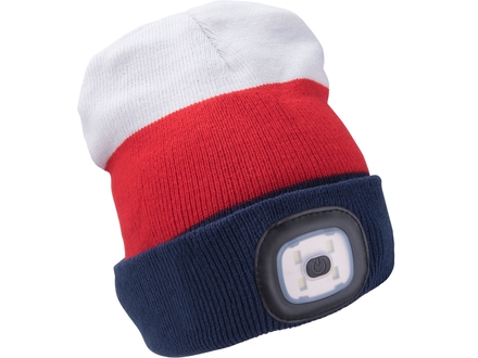 Čepice s čelovkou Extol Light 43450 čepice s čelovkou 4x45lm, nabíjecí, USB, bílá/červená/modrá, univerzální velikost