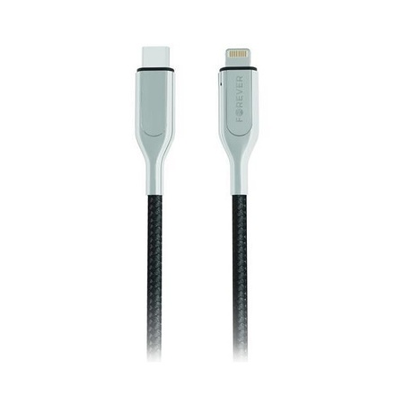 Redukční kabel Forever USB-C/ Lightning, MFi, 1, 5 m - černý