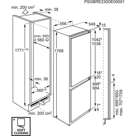 Vestavná kombinovaná chladnička AEG Mastery SCE818E6TF (1)