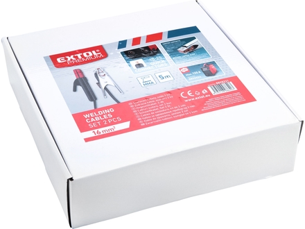 Kabely svařovací Extol Premium (8898221) sada 2ks, 16mm2, 5m, 10-25, kleště 200A, guma (6)