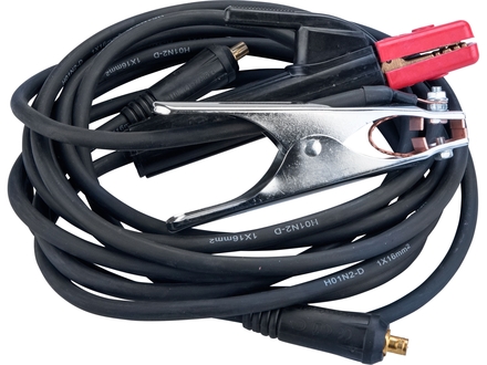 Kabely svařovací Extol Premium (8898220) sada 2ks, 16mm2, 3m, 10-25, kleště 200A, guma