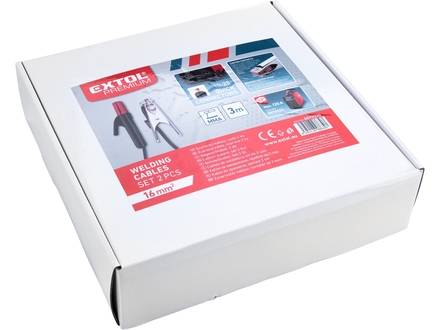 Kabely svařovací Extol Premium (8898220) sada 2ks, 16mm2, 3m, 10-25, kleště 200A, guma (1)