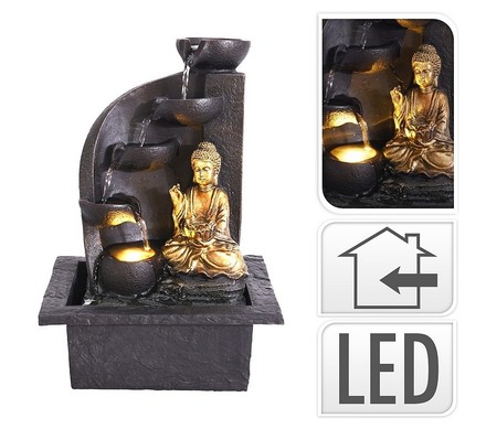 Pokojová fontána ProGarden KO-795202210obla Fontána pokojová s LED osvětlením BUDDHA oblá