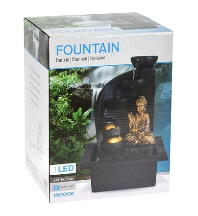 Pokojová fontána ProGarden KO-795202210obla Fontána pokojová s LED osvětlením BUDDHA oblá (1)
