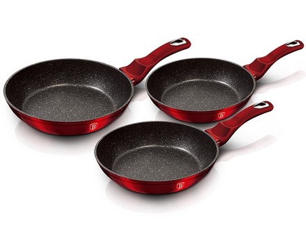 Pánev s mramorovým povrchem Berlingerhaus BH-1288 Pánev s mramorovým povrchem sada 3 ks Burgundy Metallic Line (1)