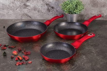 Pánev s mramorovým povrchem Berlingerhaus BH-1288 Pánev s mramorovým povrchem sada 3 ks Burgundy Metallic Line (2)