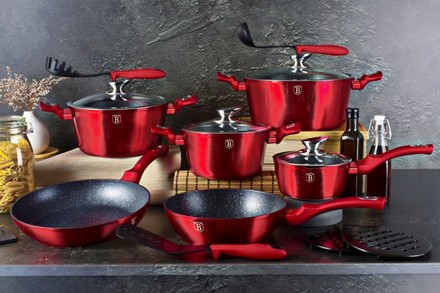 Sada nádobí s mramorovým povrchem Berlingerhaus BH-6781 14 ks Burgundy Metallic Line (8)