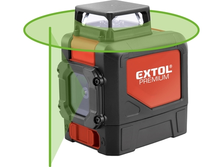 Laserové měřidlo Extol Premium (8823307) zelený liniový, křížový samonivelační