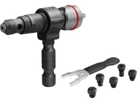 Nástavec nýtovací na vrtačku Fortum 4770663 nástavec nýtovací na vrtačku T, pro trhací nýty 2,4-6,4mm, CrMoV