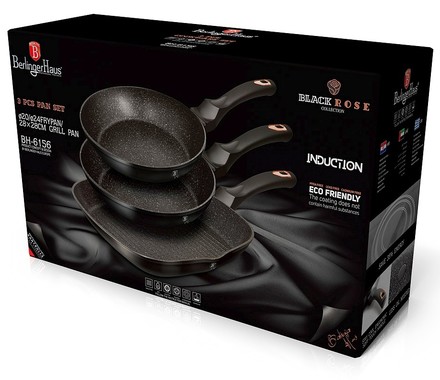 Pánev s mramorovým povrchem Berlingerhaus BH-6156 Black Rose Collection sada 3 ks (10)