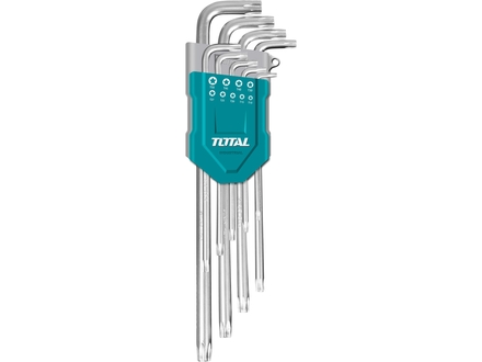 L-klíče TORX Total THT106392 L-klíče TORX prodloužené, sada 9ks, 10-50mm, CrV