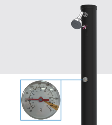 Solární sprcha Hawaj UNO 38 L černá s dlouhou hlavicí (vč. teploměru) (12)