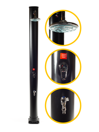 Solární sprcha Hawaj UNO 38 L černá s dlouhou hlavicí (vč. teploměru) (1)