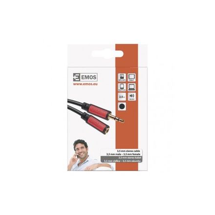 AV Kabel Emos SM5102 JACK kabel 3,5mm stereo, vidlice - 3,5mm zásuvka 2,5m 
