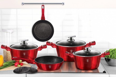 Sada nádobí s mramorovým povrchem Berlingerhaus BH-6150 10 ks Burgundy Metallic Line (2)