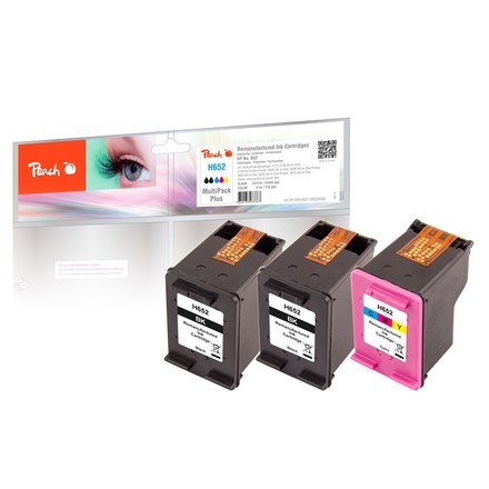 Inkoustová náplň Peach HP No. 652, MultiPack Plus, 2x11 ml, 1x8 ml kompatibilní černá/ CMY