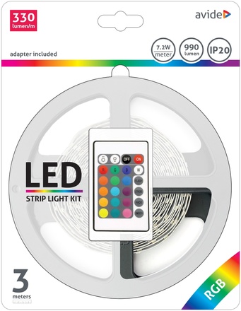 LED pásek Avide (9570598) 12V,7,2W/m,RGB trafo, 3m