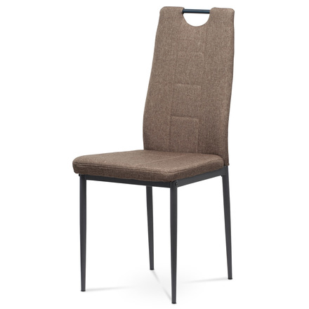 Moderní jídelní židle Autronic Jídelní židle, potah hnědá látka, kovová čtyřnohá podnož, antracitový matný lak (DCL-391 BR2)