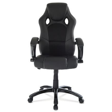 Herní křeslo Autronic Sportovní křeslo, potah černá ekokůže a černá látka MESH, plastový kříž a područ (KA-Y157 BK) (1)