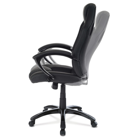 Herní křeslo Autronic Sportovní křeslo, potah černá ekokůže a černá látka MESH, plastový kříž a područ (KA-Y157 BK) (4)