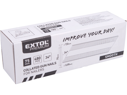 Hřebík nastřelovací Extol Premium (8862607) 480ks, 75mm, 3,05mm, hladký (1)