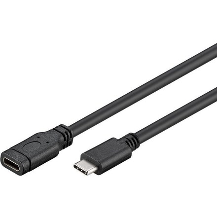 USB kabel PremiumCord USB-C/ USB-C, M/ F, prodlužovací, 2m - černý