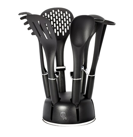Kuchyňské náčiní ve stojanu Berlingerhaus BH-6218 Kuchyňské náčiní ve stojanu sada 7 ks Royal Black Collection