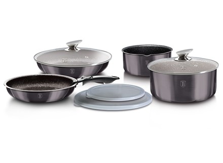 Sada nádobí Berlingerhaus BH-6918 s odnímatelnou rukojetí 9 ks Carbon PRO Line