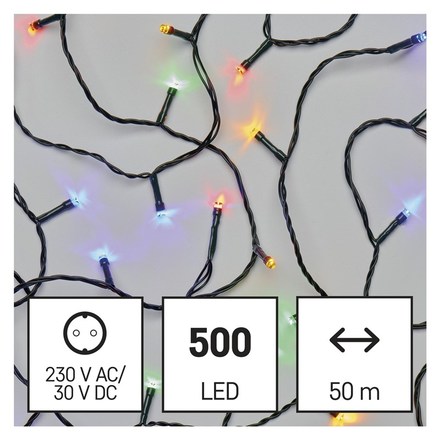 Vánoční osvětlení Emos D4AM06 LED vánoční řetěz, 50 m, venkovní i vnitřní, multicolor, časovač