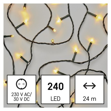 Vánoční osvětlení Emos D4AW05 LED vánoční řetěz, 24 m, venkovní i vnitřní, teplá bílá, časovač