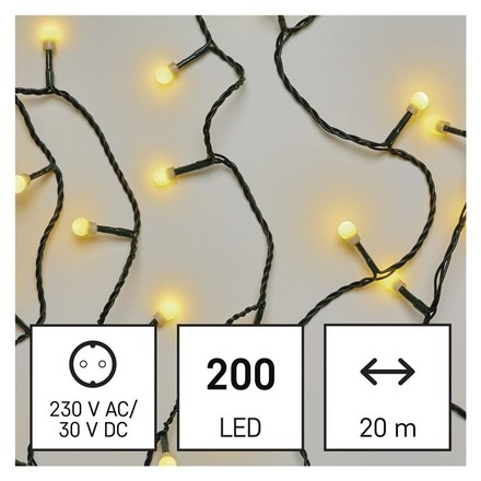 Vánoční osvětlení Emos D5AW03 LED vánoční cherry řetěz – kuličky, 20 m, venkovní i vnitřní, teplá bílá, časovač