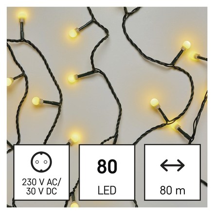 Vánoční osvětlení Emos D5AW02 LED vánoční cherry řetěz – kuličky, 8 m, venkovní i vnitřní, teplá bílá, časovač (poslední kus)