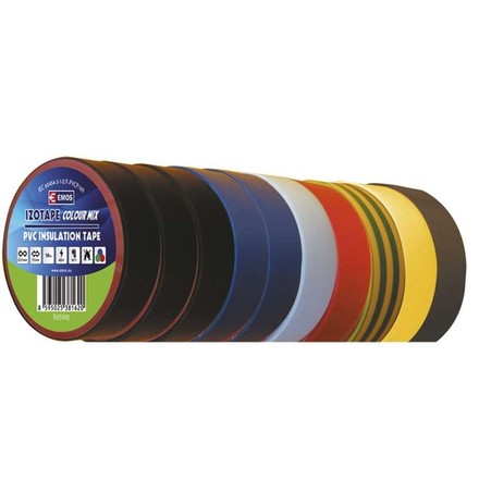 Izolační páska Emos F615992 Izolační páska PVC 15mm / 10m barevný mix, 10 ks