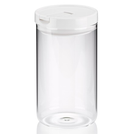 Dóza na potraviny skleněná Kela KL-12106 ARIK sklo, bílá H 19cm / Ř 10,5cm / 1,2