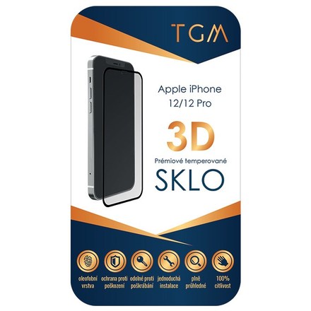 Tvrzené sklo TGM Tvrzené sklo 3D na Apple iPhone 12/ 12 Pro - černé