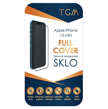Tvrzené sklo TGM Tvrzené sklo Full Cover na Apple iPhone 13 mini - černé