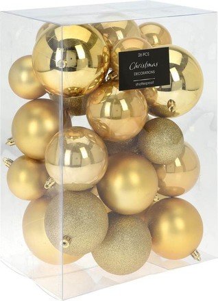 Vánoční dekorace Homestyling KO-CAN223000 Vánoční ozdoby sada 26 ks HOMESTYLING zlatá