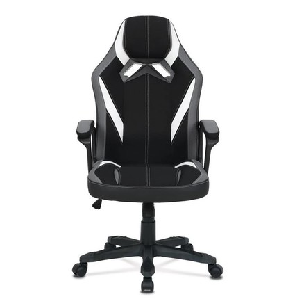 Herní křeslo Autronic Herní křeslo, potah šedá a černá látka a bílá ekokůže, HM (KA-Y326 GREY)