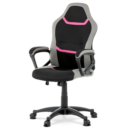 Kancelářská židle Autronic Kancelářská a herní židle, potah růžová, šedá a černá látka, houpací mechanismus (KA-L611 PINK)