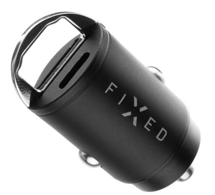 Adaptér do auta Fixed USB-C PD, USB QC 3.0, 30W - černý