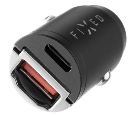Adaptér do auta Fixed USB-C PD, USB QC 3.0, 30W - černý (1)