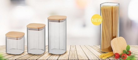 Dóza na potraviny Kela KL-10776 skladovací sklo / dřevo NEA 0,75 l (1)