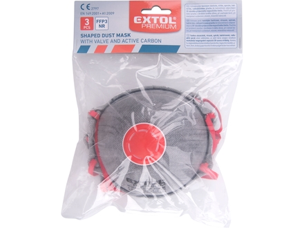 Respirátory Extol Premium 8856738 respirátory sada 3ks s výdechovým ventilem a aktivním uhlíkovým filtrem, třída FFP3 NR, tvarované (1)